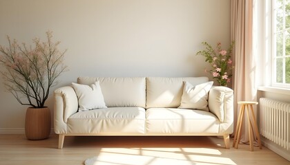 Fototapeta premium Two brown leather phone cases on a white surface with a warm background