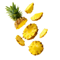 Flying Pineapple Slices Isolated