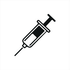 Flat syringe graphic, ideal for medical, hospital, or pharmaceutical design elements