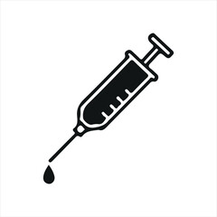 Flat syringe graphic, ideal for medical, hospital, or pharmaceutical design elements