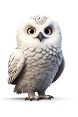 Fototapeta premium Snowy owl cartoon animal white.