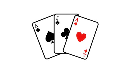 Obraz premium Ace, Jack, Ace playing cards vector illustration isolated PNG with Transparent Background