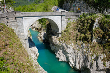 Green Soča river in Slovenia