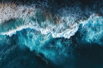 Aerial view of powerful ocean waves