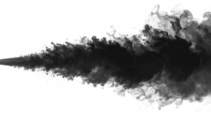 PNG black smoke streaming from a corner in a soft ribbon trail