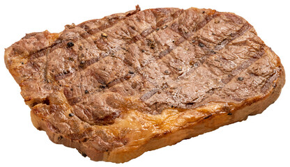 Steak with Black Pepper Sauce or Grilled Beef BBQ, Isolated on White PNG File.