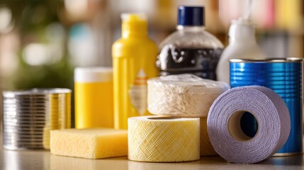 Naklejka premium Supplies are consumable items like paper, pens, or cleaning products essential for daily operations, keeping workplaces functional and organized. 