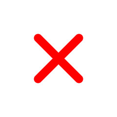 Fototapeta premium Bold red x mark on white background