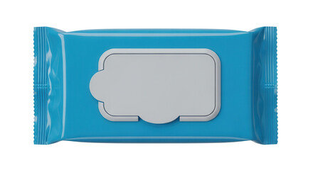 Horizontal Blue Wet Wipes Packaging Product Mockup Isolated on White Background