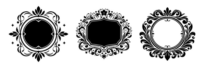 Decorative Ornate Element and Badges for events card design, illustration isolated on a white background