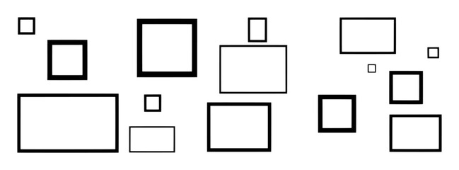 Abstract Geometric Composition of Black and White Squares and Rectangles