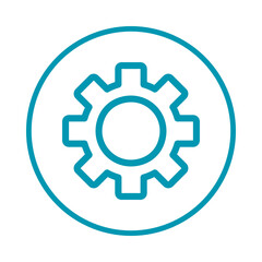 Blue gear icon inside circle