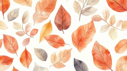 Fototapeta premium Create stunning seamless watercolor leaves in earthy tones for home decor studio digital art natural setting artistic inspiration