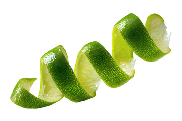 Fresh lime peel isolated on transparent or white background, png