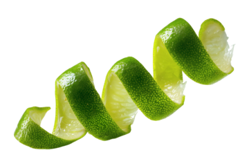 Fresh lime peel isolated on transparent or white background, png