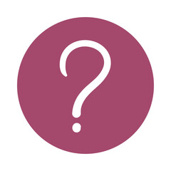 Simple question mark icon on burgundy circle