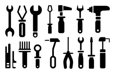 Collection of Black and White Tool Icons