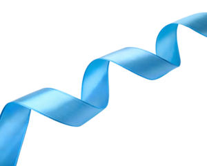 Elegant curved ribbon banner isolated on white background, realistic fabric texture.