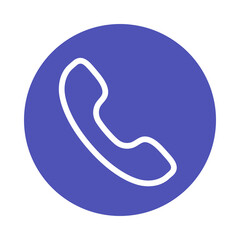 Simple white phone icon on blue circle