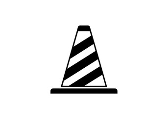 Black and White Striped Traffic Cone Icon Vector Isolated Symbol