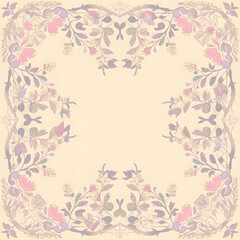 Romantic pastel floral wallpaper, beige background, botanical vector frame