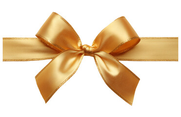 Fototapeta premium Golden Satin Ribbon Bow with Transparent Background