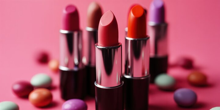 Una composici&oacute;n vibrante de labiales y caramelos.