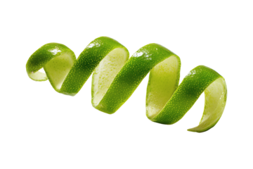 green lime peel isolated on transparent or white background, png