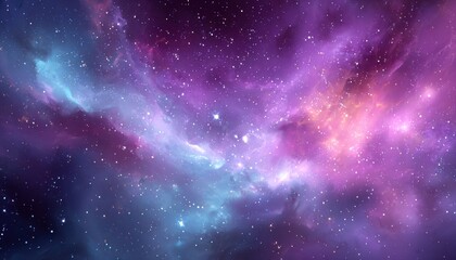 Obraz premium Cosmic Nebula Purple, Pink, and Blue Hues Swirl Among Stars