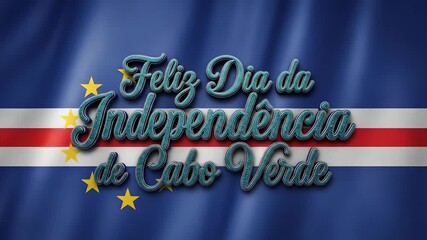 Cape Verde independence day celebration with waves of flags and festive text