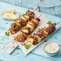 Tofu roulade with vegan parmesan