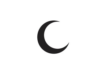 A black crescent moon shape against a white background