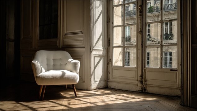 Sunlight streams into a Parisian room