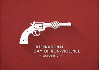 International day of nonviolence with a gun tied in a knot on october second