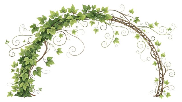 ts a robust, gnarled vine, possibly a grapevine, intertwining around a thicker branch or trunk. The vine features delicate leaves in various shades of muted green