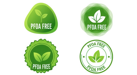 PFOA Free labels with leaves for product marketing isolated PNG with Transparent Background