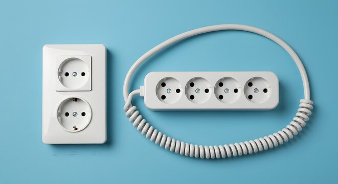 White electrical outlets and extension cord