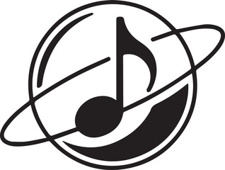 
Music Note Icon with Orbit Circle &ndash; Modern Space and Sound Vector Illustration