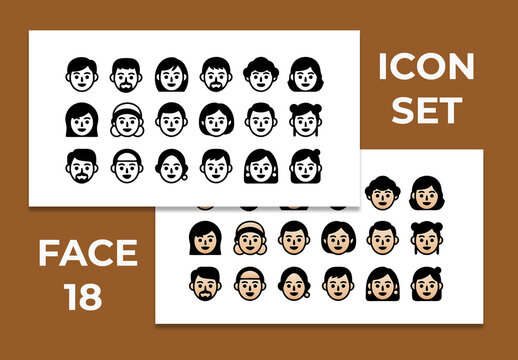 Human Face Avatar Emoji Icon Set