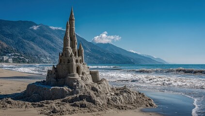 Sandy castle on a beach (3)
