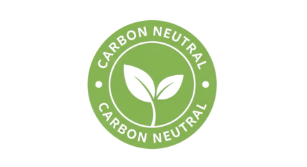 Carbon neutral seal with leaves isolated PNG with Transparent Background