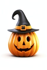 Halloween pumpkin with witch hat