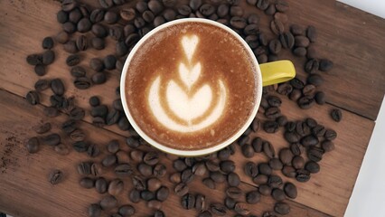 Latte Art Coffee Beans and Creamy Delight