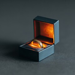 Gold ring in glowing box