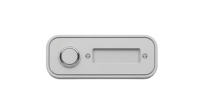 Minimalist Futuristic Interface Panel Template with Button and Screen Slot Isolated on White Background