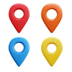 Set of colorful map pointers. Colorful 3D Map Markers Red Yellow Blue and Orange Location Pins