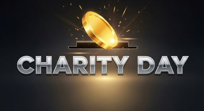 Charity Day Gold Coin Graphic for Fundraising Campaigns  Donation Events
