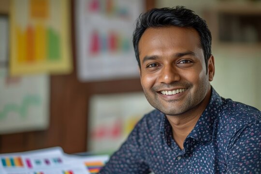 Close up portrait of an Indian male businessman accoun, Generative AI