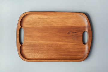 Wooden Serving Tray With Side Grips, Frontal Top View