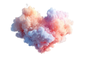 Heart-shaped cloud of pastel smoke